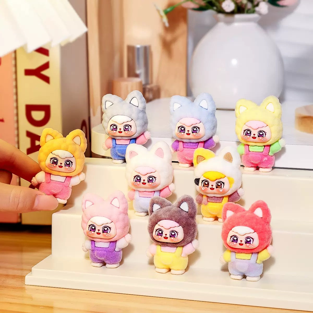 【ペアリングゲーム専用】植毛スウィートキャット梨々ミニフィギュア|DIY キーホルダー|デスクトップオブジェ