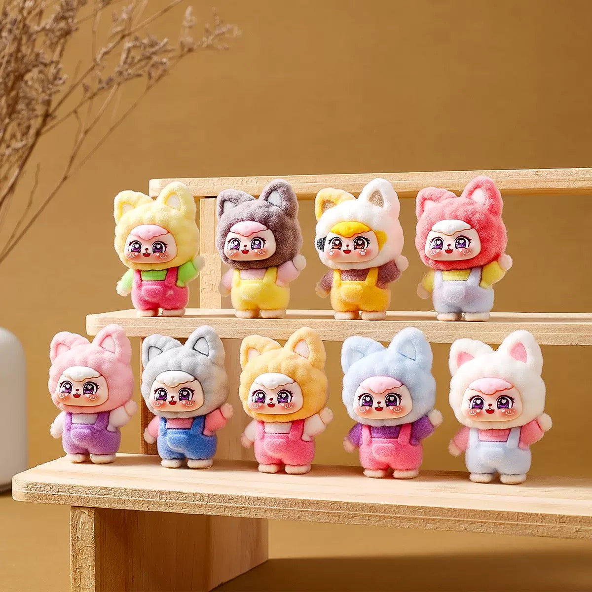 【ペアリングゲーム専用】植毛スウィートキャット梨々ミニフィギュア｜DIY キーホルダー｜デスクトップオブジェ