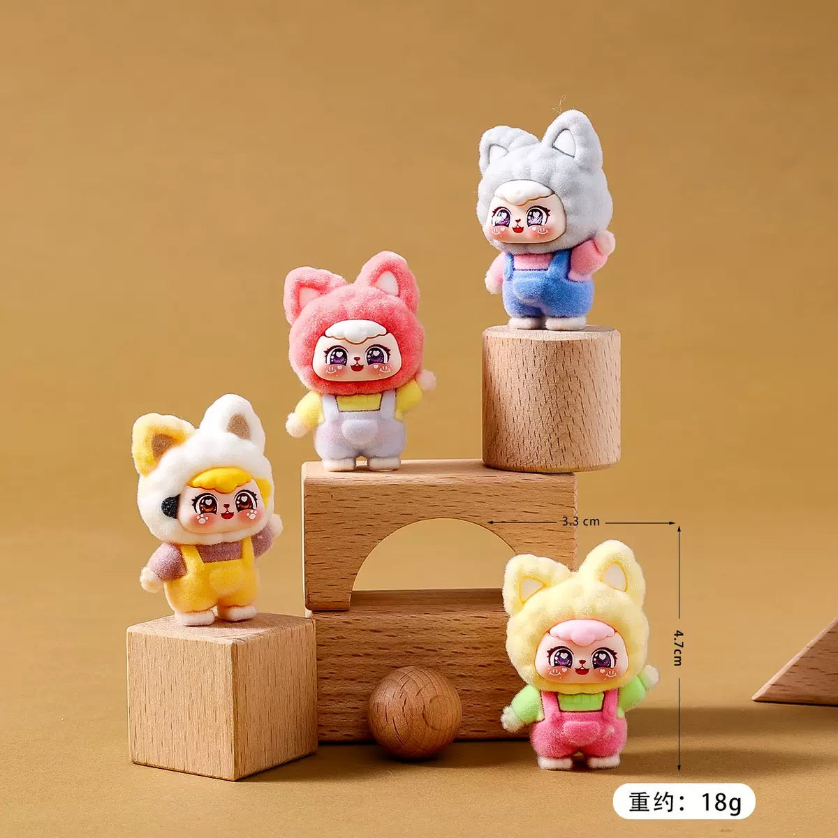 【ペアリングゲーム専用】植毛スウィートキャット梨々ミニフィギュア｜DIY キーホルダー｜デスクトップオブジェ